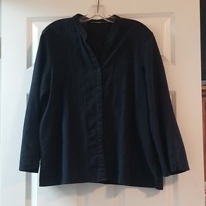 Coldwater Creek Black embroidered button down